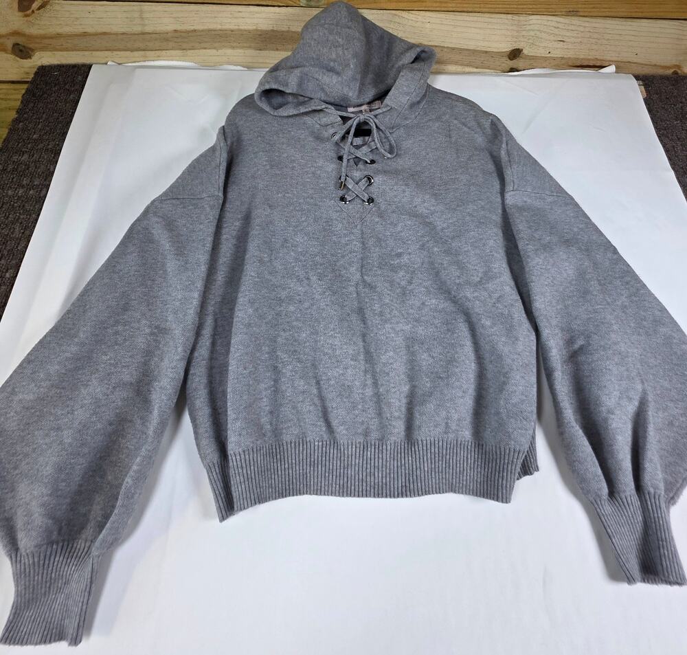 Philosophy heather gray lace-up hooded pullover sweater Size XL